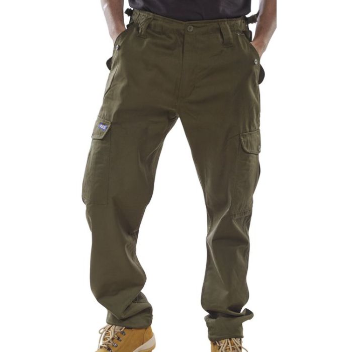 Khaki combat style work trousers