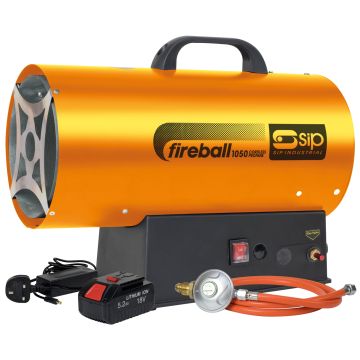 SIP Fireball 1050 Cordless Propane Heater 100,000 Btu 18v