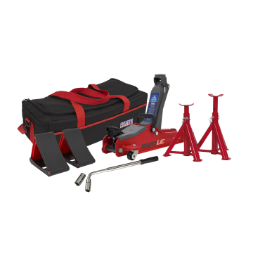 Sealey Trolley Jack 2 Tonne Low Entry Short Chassis & Accessories Red