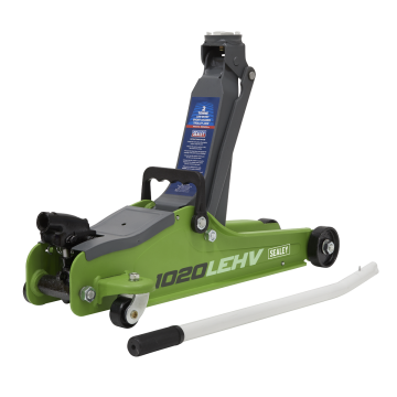 Sealey Trolley Jack 2 Tonne Low Entry Short Chassis Hi-Vis Green