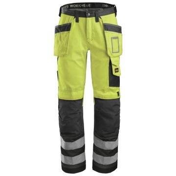 Snickers 3233 Hi-Vis Holster Pocket Trousers Class 2 Yellow