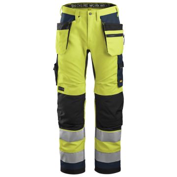 Snickers 6230 AllroundWork Hi-Vis Work Trousers Holster Pockets+ Class 2 Yellow