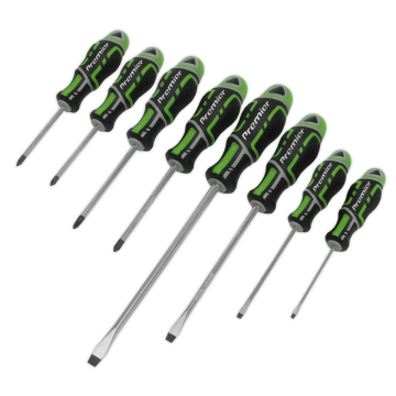 Sealey Screwdriver Set 8pc GripMAX - Hi-Vis Green