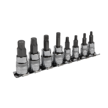 Sealey Premier Lock-On Hex Socket Bit Set Mixed Square Drive Imperial 8 Piece