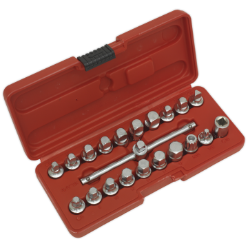 Sealey Oil Drain Plug Key Set 21pc 3/8"Sq Drive
