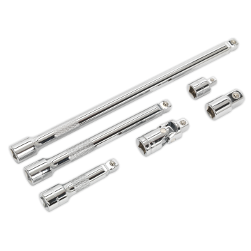 Sealey Wobble/Rigid Extension Bar, Adaptor & Universal Joint Set 6pc 3/8"Sq Driv
