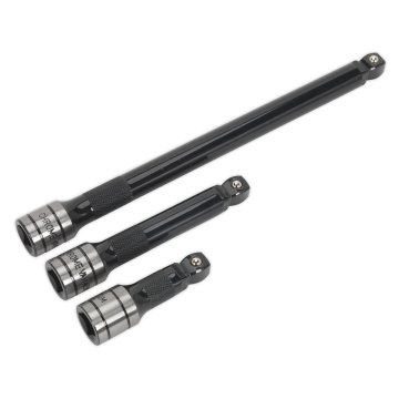 Sealey Wobble/Rigid Extension Bar Set 3pc 1/2"Sq Drive Black Series