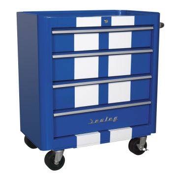 Sealey Premier Rollcab 4 Drawer Retro Style - Blue with White Stripes