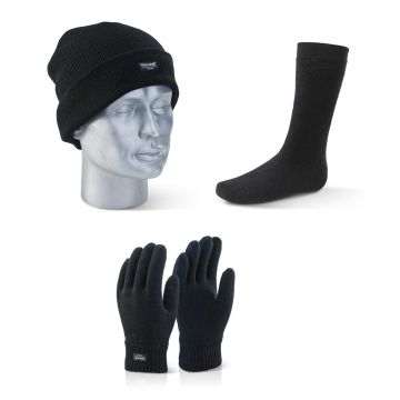 Beeswift Thinsulate Socks, Hat & Gloves Black