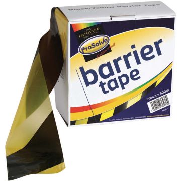 Prosolve Barrier Tape Black/Yellow 75mm x 500m