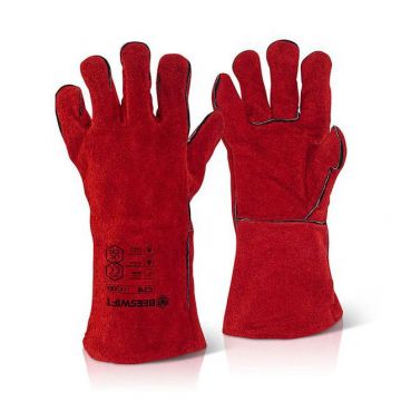 Click 14" Red Welding Gauntlet Gloves Cat 2