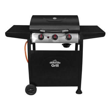 Dellonda DG14 3 Burner Gas BBQ Grill Black/Stainless Steel