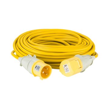 Defender 25m Extension Lead 32A 4mm Cable Yellow 110v