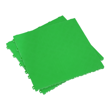 Sealey Polypropylene Floor Tile - Green Treadplate 400 x 400mm - Pack of