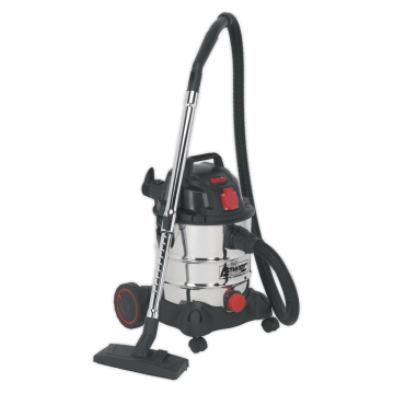 Sealey Vacuum Cleaner Industrial 20L 1400W/230V Stainless Drum Auto Start