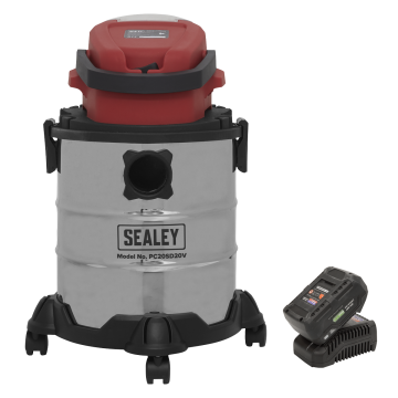 Sealey Vacuum Cleaner 20L Wet & Dry Cordless 20V with 4Ah Battery & Charger