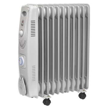 Sealey RD2500T 2500w Oil-Filled Radiator With Timer 230v