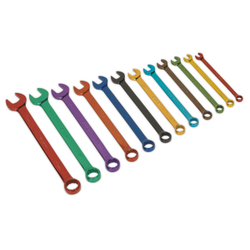 Siegen Combination Spanner Set 12pc Multi-Coloured Metric