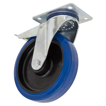 Sealey Heavy-Duty Blue Elastic Rubber Castor Wheel Swivel with Total Loc