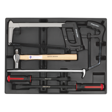 Sealey Tool Tray with Prybar, Hammer & Hacksaw Set 6pc