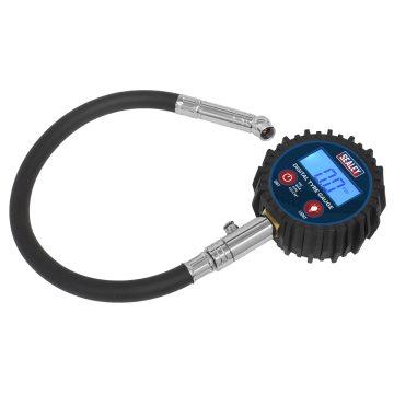 Sealey Digital Tyre Pressure Gauge With Push-On Connector