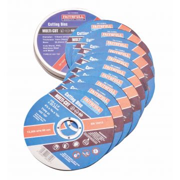 Faithfull Multi-Purpose Cutting Discs 115mm 10 Piece