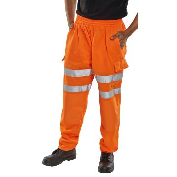 Beeswift Hi-Vis Railway Jogging Bottoms Trousers Orange