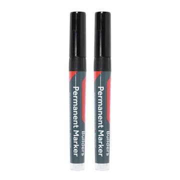 TIMCO Builders Permanent Markers Chisel Tip Black 2 Pieces
