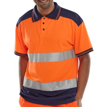 Beeswift Hi-Vis Polo Shirt Two Tone Orange / Navy