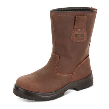 Beeswift S3 Full Safety Steel Toe Cap PU / Rubber Rigger Leather Lined Boots Brown