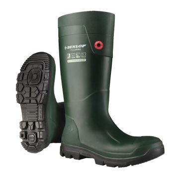 Dunlop Purofort Fieldpro Full Safety Wellington Boots Green