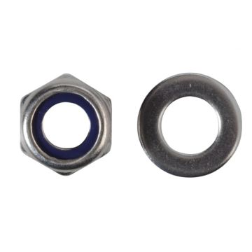 Forgefix Hexagonal Stainless Steel Nuts With Nyloc Inserts & Flat Washers