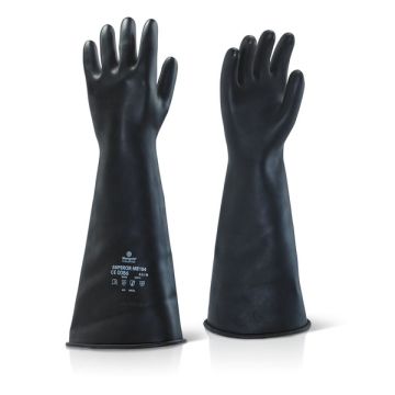 Beeswift Industrial Natural Rubber Medium Weight 17&quot; Gauntlet Gloves Black