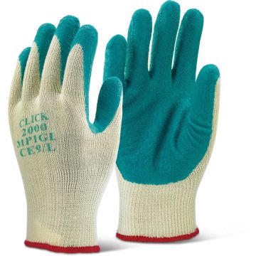 Click 2000 Multi Purpose Latex Poly Cotton Gloves Green