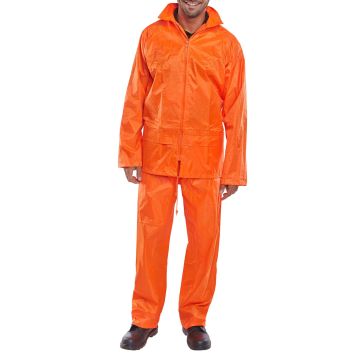 Beeswift Waterproof Overall Suit Trousers & Jacket Orange