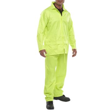 Beeswift Waterproof Overall Suit Trousers & Jacket Yellow