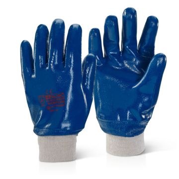 Beeswift Nitrile Knit Wrist Fully Coated Heavyweight Gloves Blue