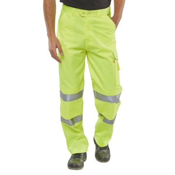 Beeswift Hi-Vis Poly Cotton Trousers Saturn Yellow