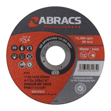 Abracs Phoenix II Flat INOX Extra Thin Cutting Disc For Metal