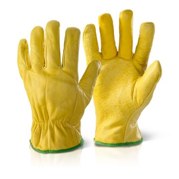 Beeswift Lined Drivers Leather Gloves Yellow