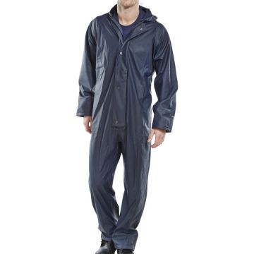 Beeswift Weatherproof Hooded Coverall Overalls Navy