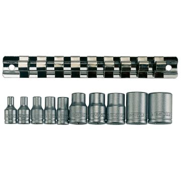 Teng Tools 10 Piece 1/4" & 3/8" TX-E Socket Clip Rail