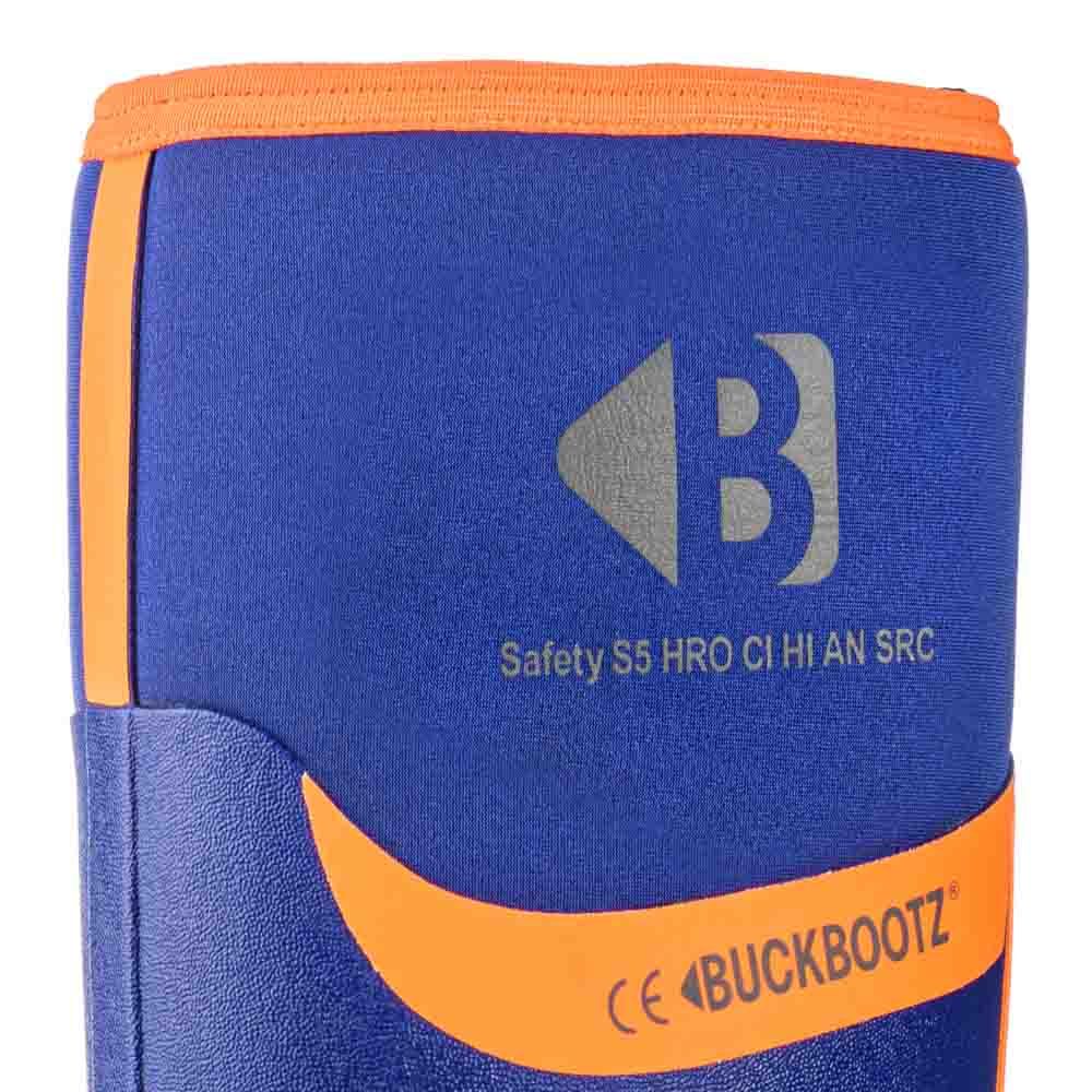 Buckler BBZ8000 Buckbootz Hi-Viz Full Safety Wellies Neoprene Lined Blue/Orange S5 HRO CI HI AN SRC