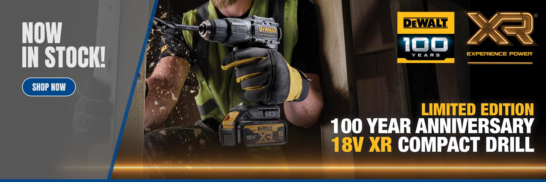 SHOP NOW - DeWalt 100 Year DCD100P2T 18v Cordless Combi Drill Kit - LIMITED EDITION